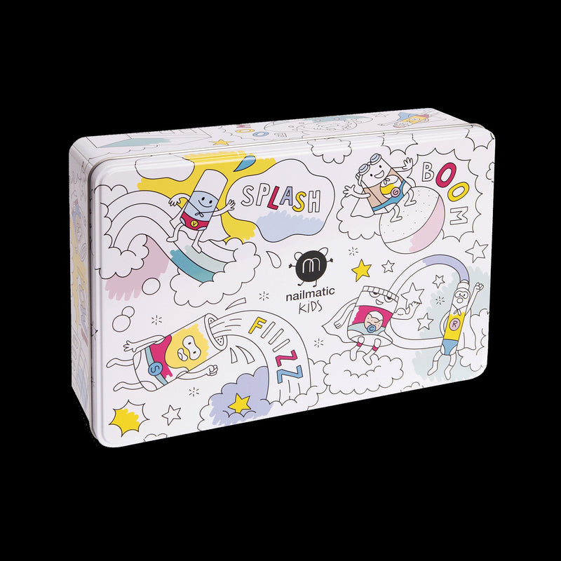 magic box wow kids gift set with kids bath bomb, kids nail polish, kids lip gloss and kids bath salts nailmatic kids