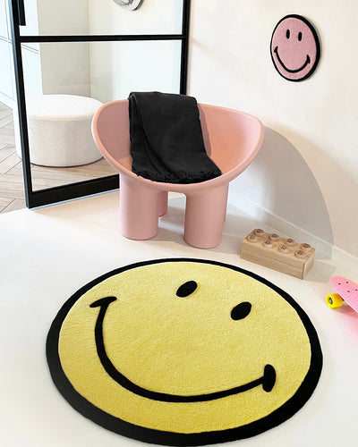 Maison Deux Rug for Wall SMILEY Pink 11.8 inch diameter