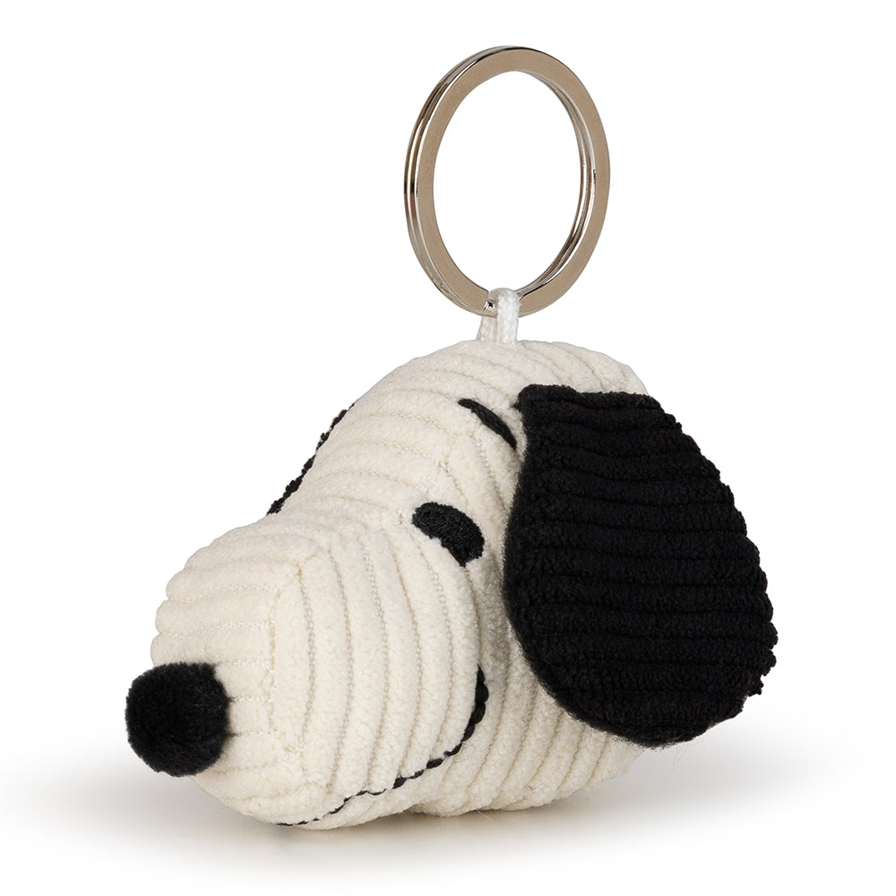 Keychain Plush PEANUTS SNOOPY HEAD Corduroy Cream 2"