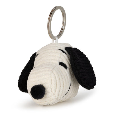 Keychain Plush PEANUTS SNOOPY HEAD Corduroy Cream 2"