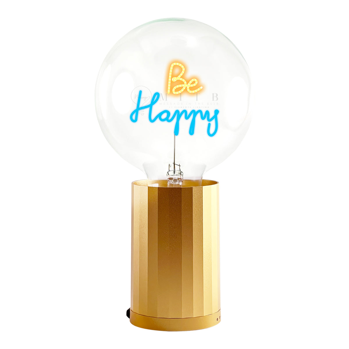 Bulb BE HAPPY Amber/ Blue  with Base Table Lamp PORTABLE