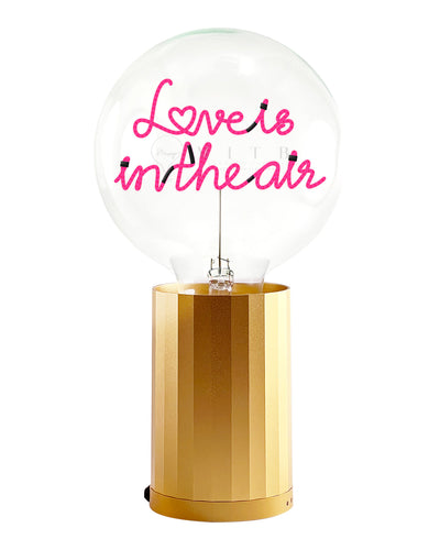 Bulb LOVE IS IN THE AIR Red  with Base Table Lamp PORTABLE