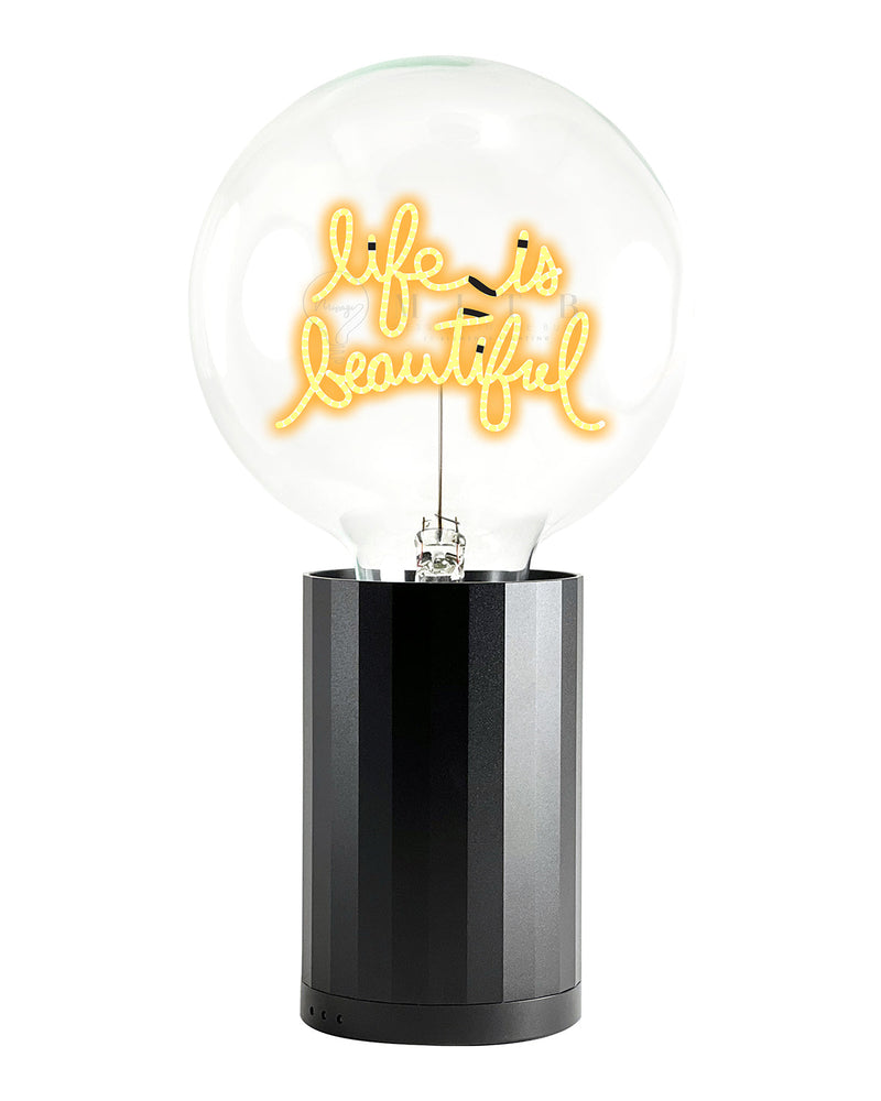 Bulb LIFE IS BEAUTIFUL Amber with Base Table Lamp PORTABLE