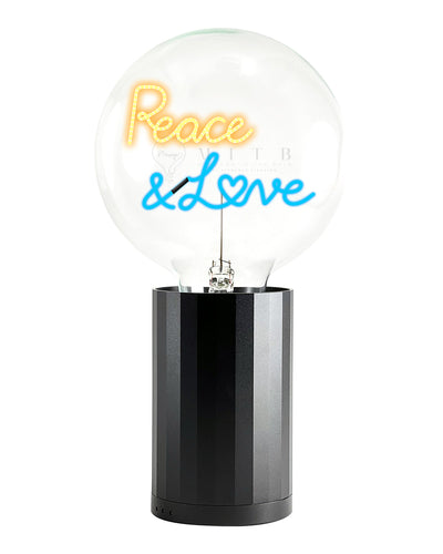 Bulb PEACE AND LOVE Amber/ Blue  with Base Table Lamp PORTABLE