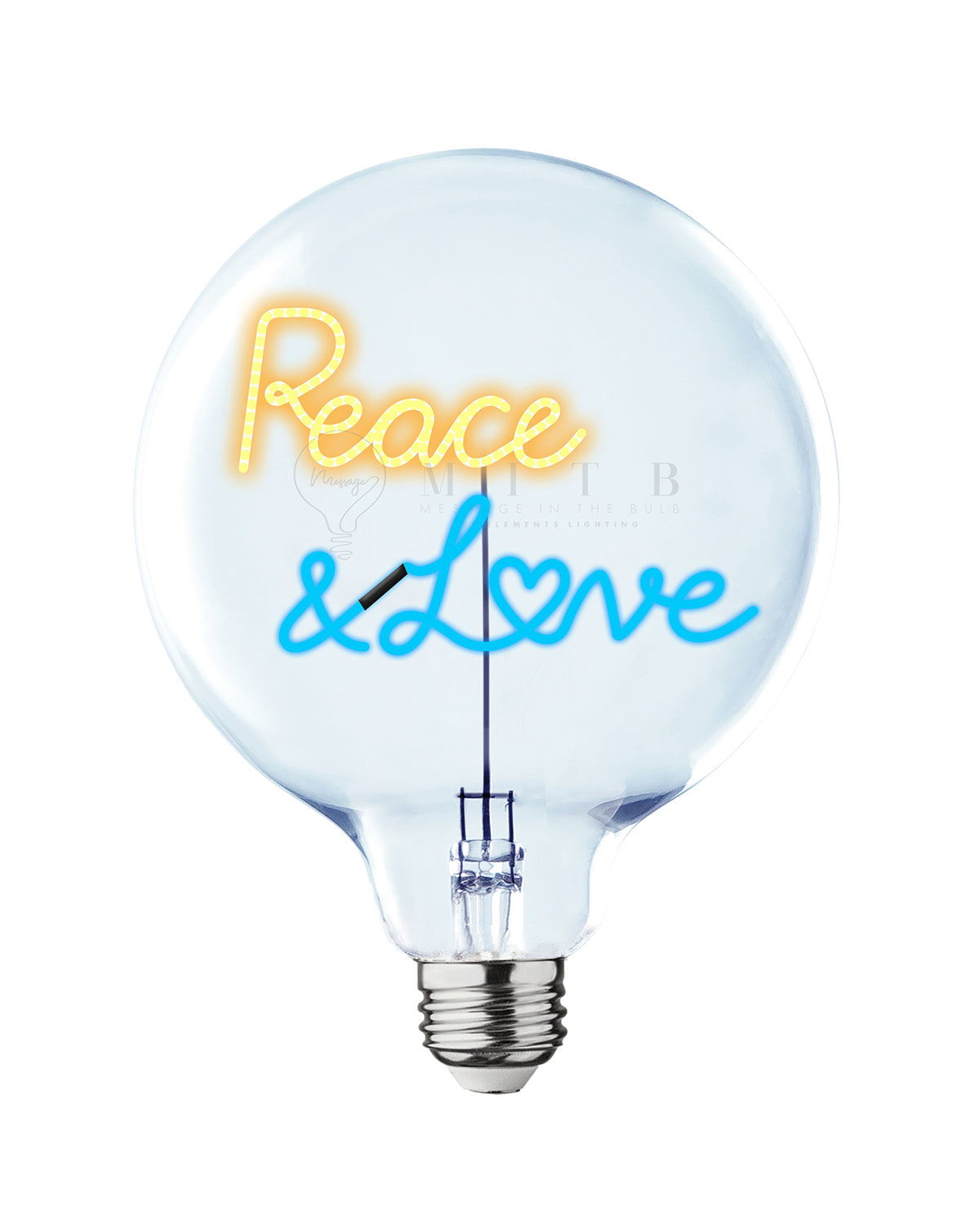 Bulb PEACE AND LOVE Amber/ Blue