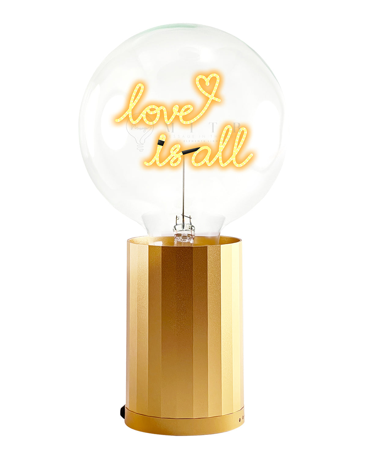 Bulb LOVE IS ALL Amber with Base Table Lamp PORTABLE