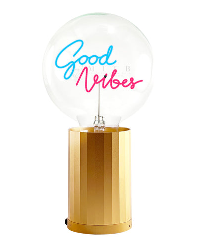 Bulb GOOD VIBES Blue/ Red  with Base Table Lamp PORTABLE