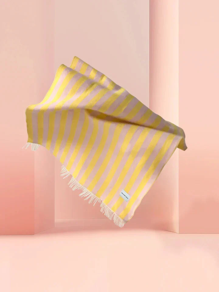 Maison Deux Blanket CANDY WRAP Pink / Yellow 4.25 x 6.5 ft