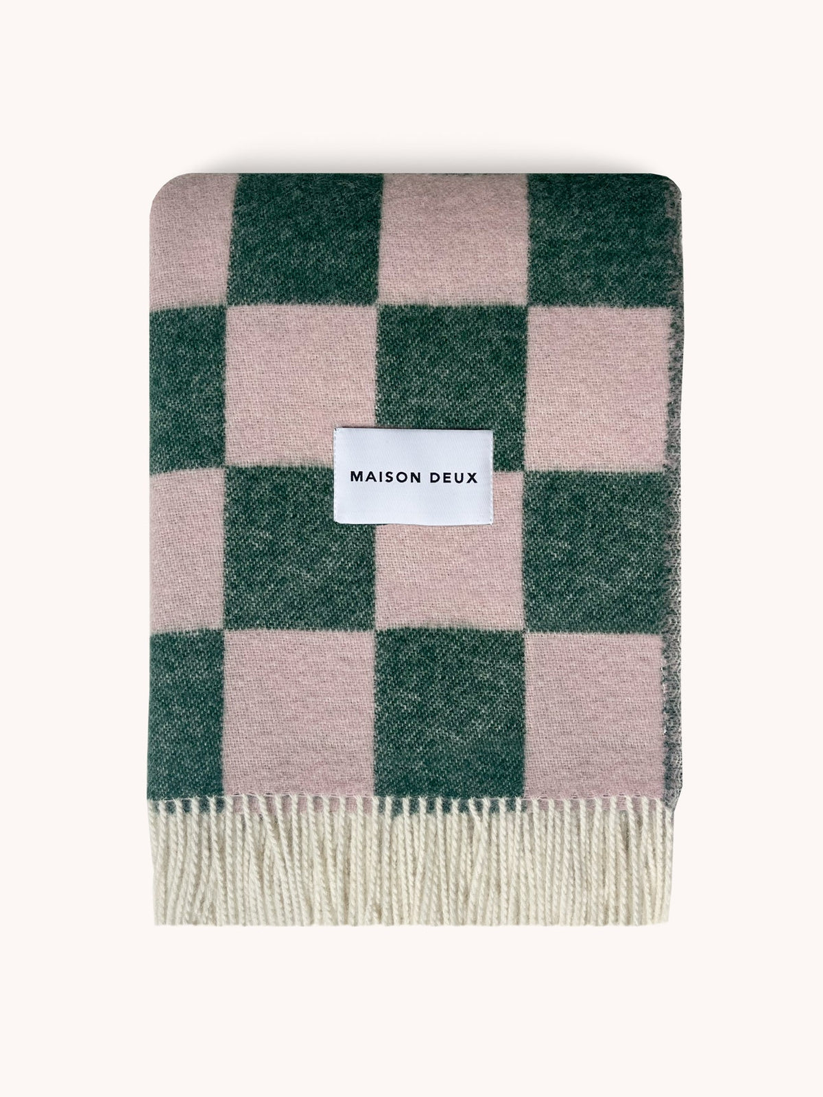 Maison Deux Blanket CHECKERBOARD Green / Pink 4.25 x 6.5 ft