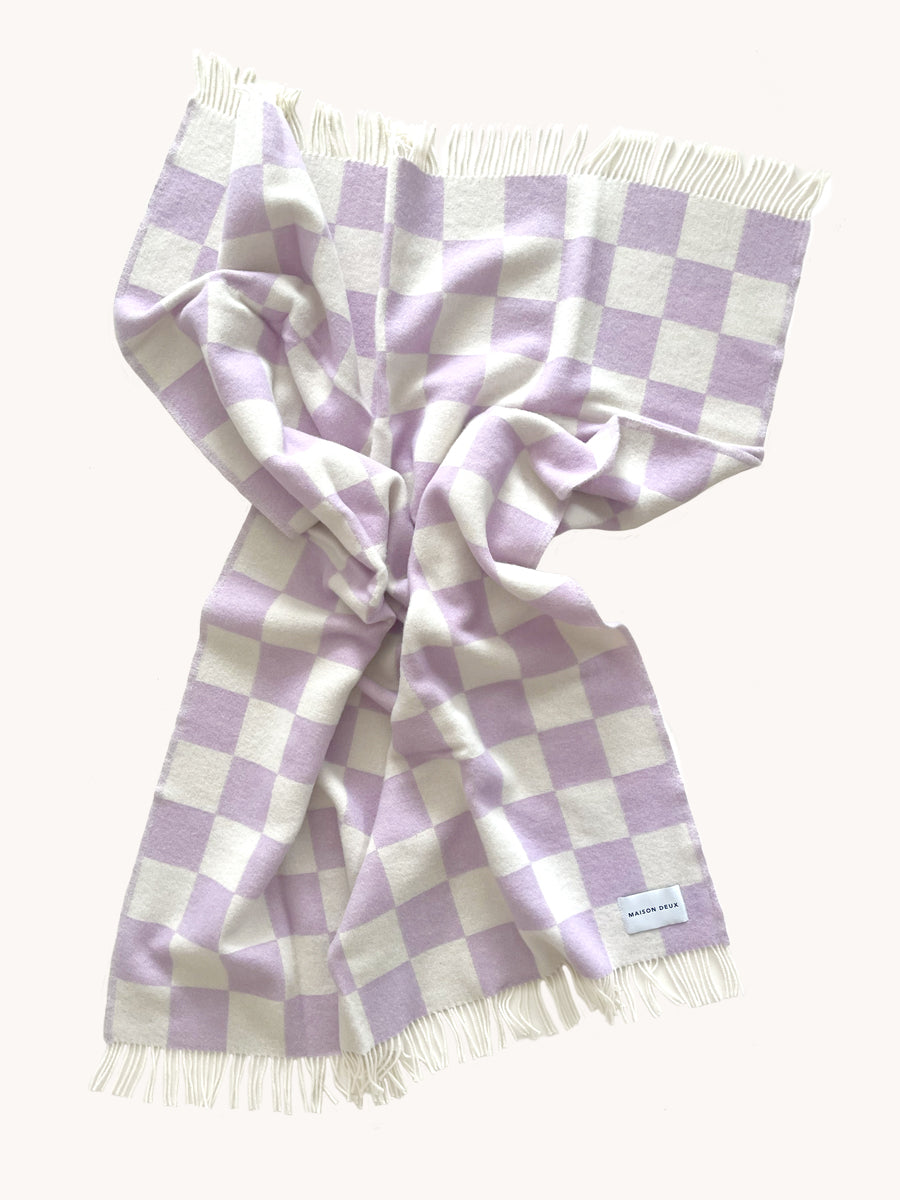 Blanket CHECKERBOARD Lilac White