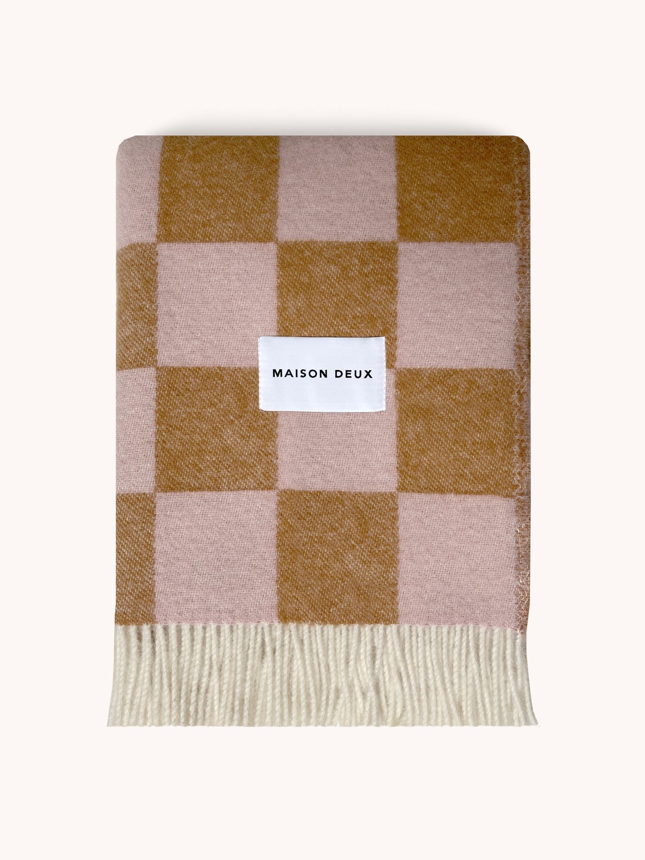 Maison Deux Blanket CHECKERBOARD Terra Brown / Pink 4.25 x 6.5 ft