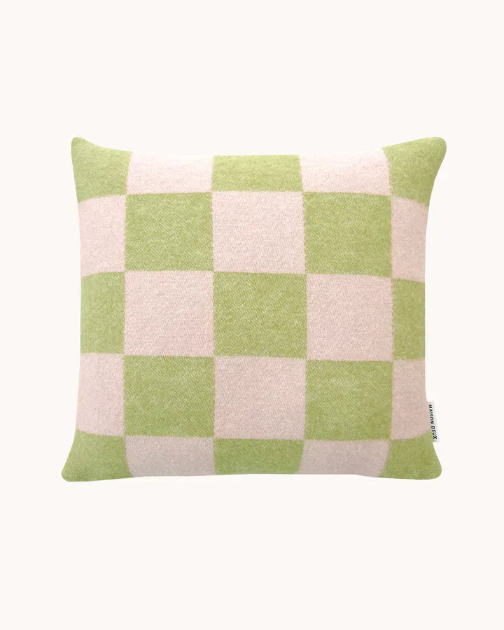 Maison Deux Cushion CHECKERBOARD Kiwi / Pink 1.65 x 1.65 ft