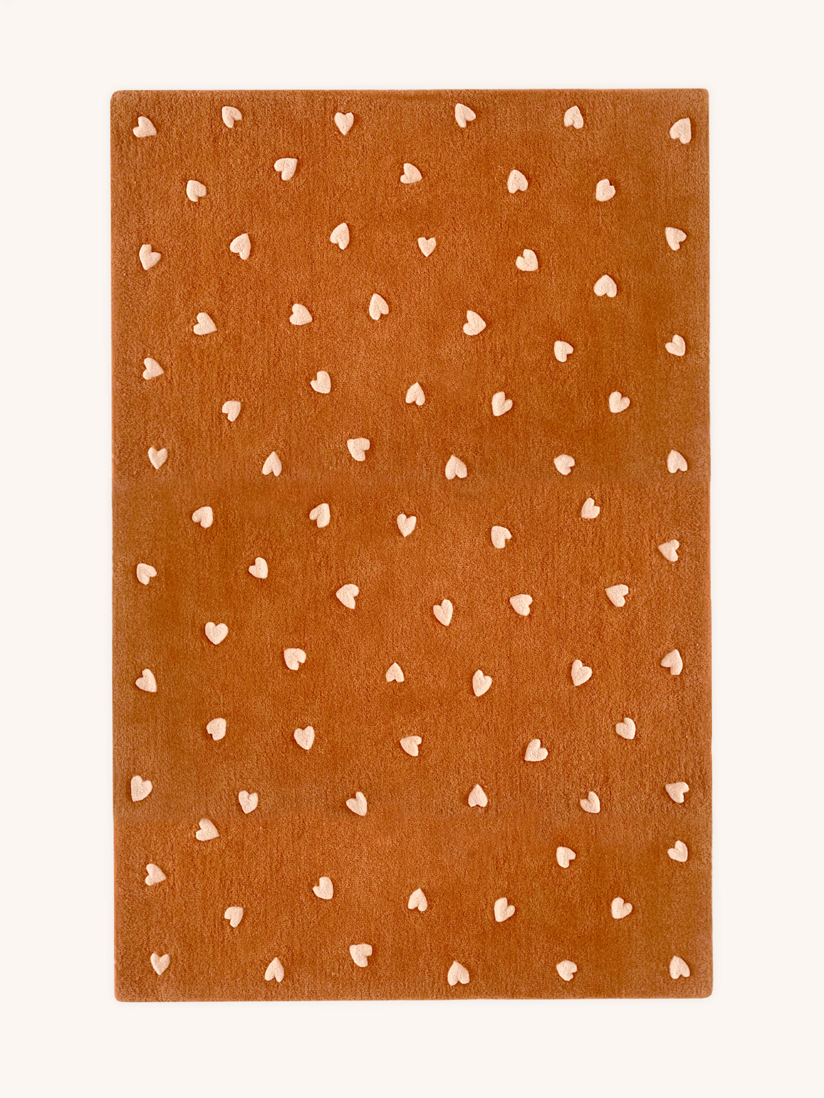 Maison Deux Rug HEARTS Brown / Pink Print 5.5 x 7.9 ft