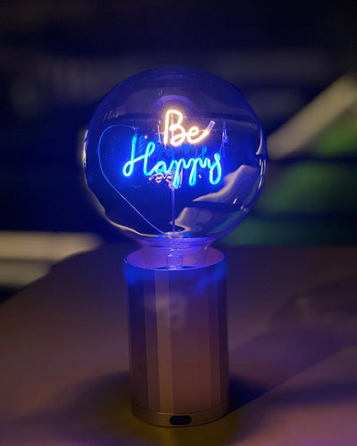 Bulb BE HAPPY Amber/ Blue  with Base Table Lamp PORTABLE