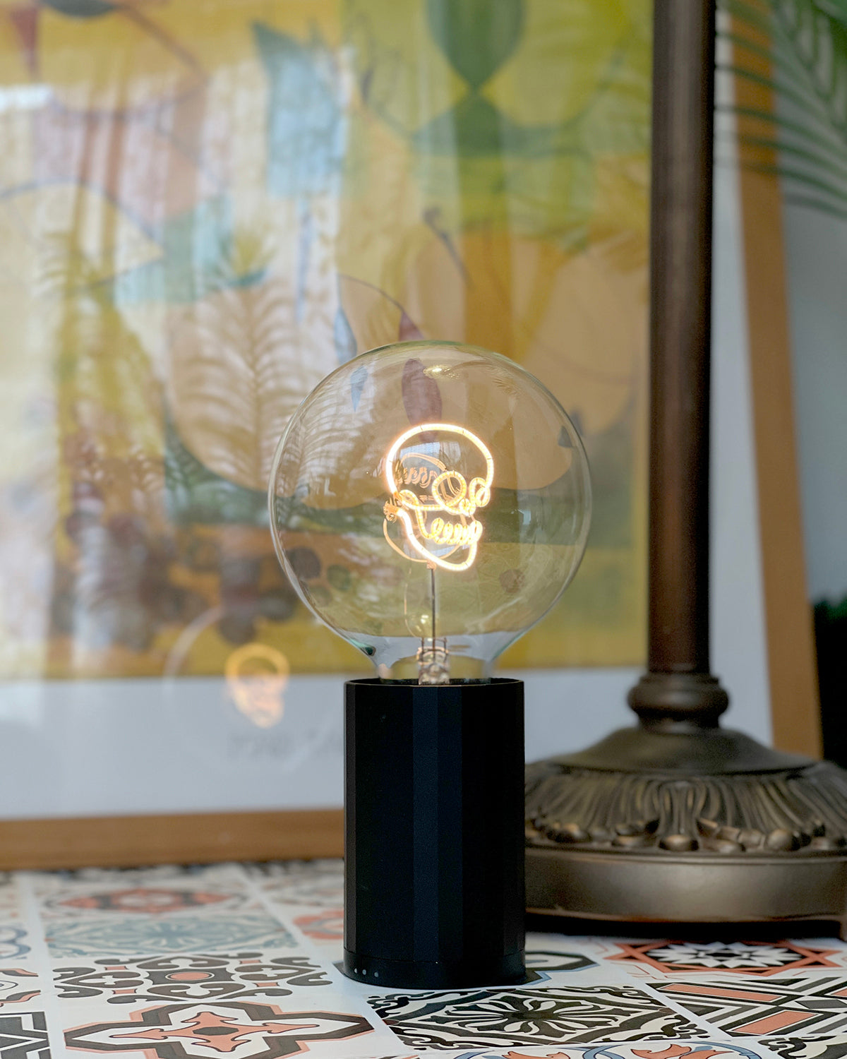 Bulb SKULL Amber with Base Table Lamp PORTABLE