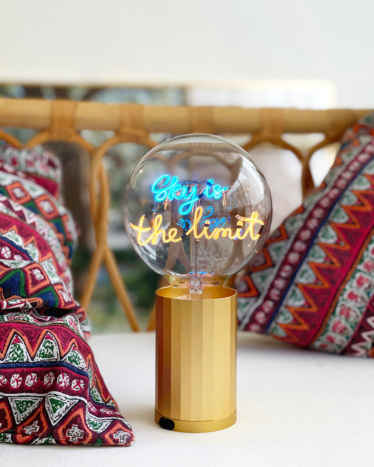 Bulb SKY IS THE LIMIT Blue/ Amber with Base Table Lamp PORTABLE