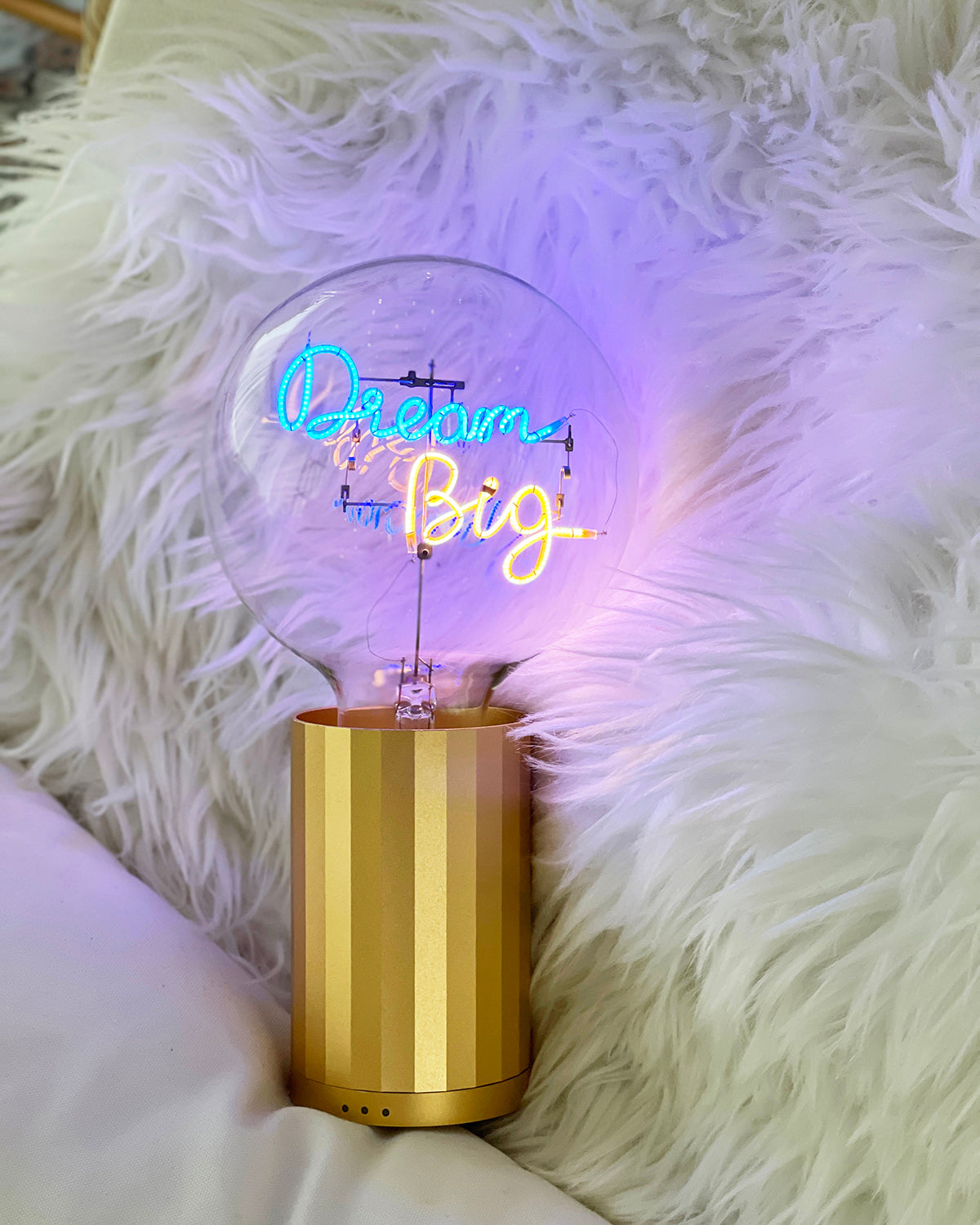 Bulb DREAM BIG Blue/ Amber with Base Table Lamp PORTABLE