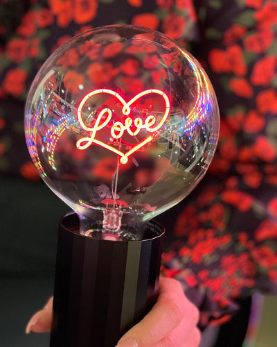 Bulb LOVE Red with Base Table Lamp PORTABLE Rose Gold