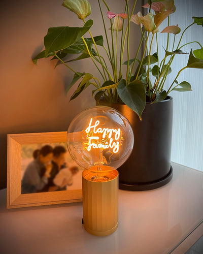 Bulb HAPPY FAMILY Amber  with Base Table Lamp PORTABLE