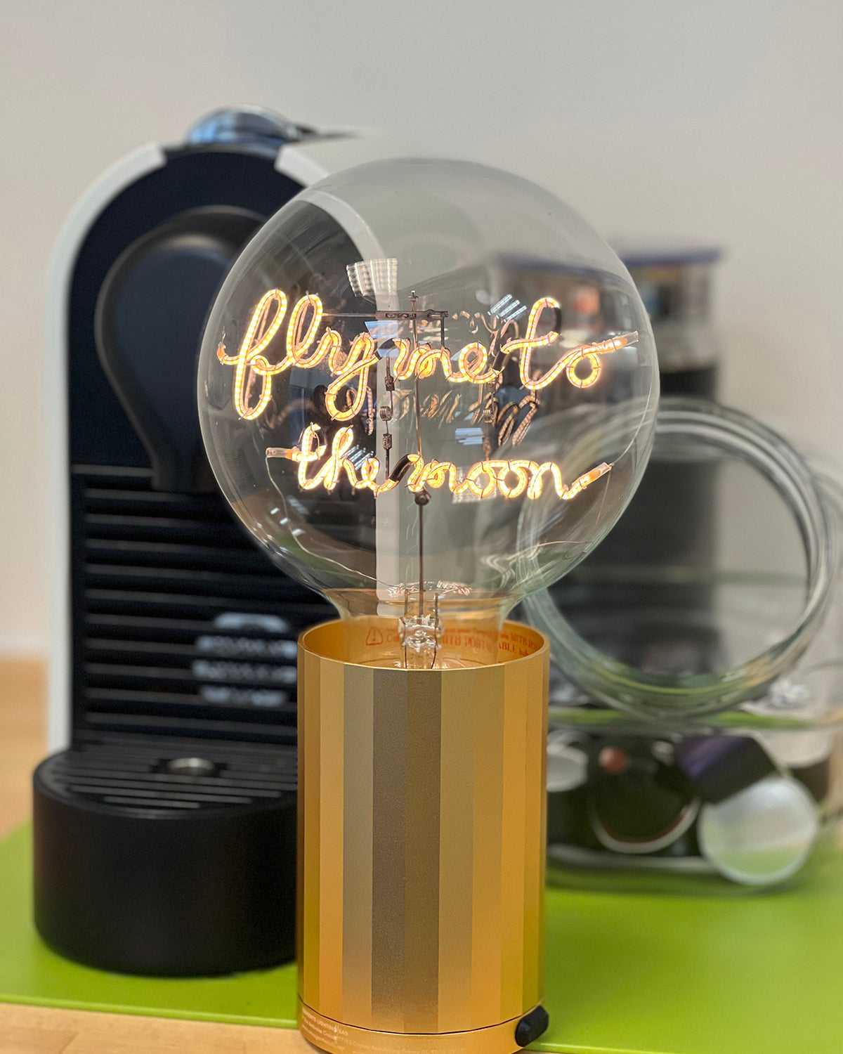 Bulb FLY ME TO THE MOON Amber  with Base Table Lamp PORTABLE