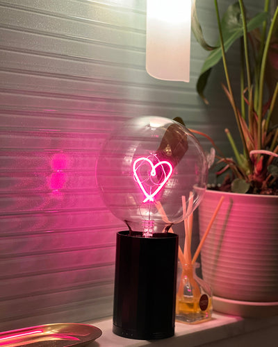 Bulb HEART Red  with Base Table Lamp PORTABLE