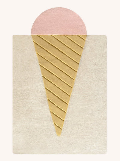 Maison Deux Rug ICE CREAM Cream / Pink and Light Brown Print 4 x 5 ft