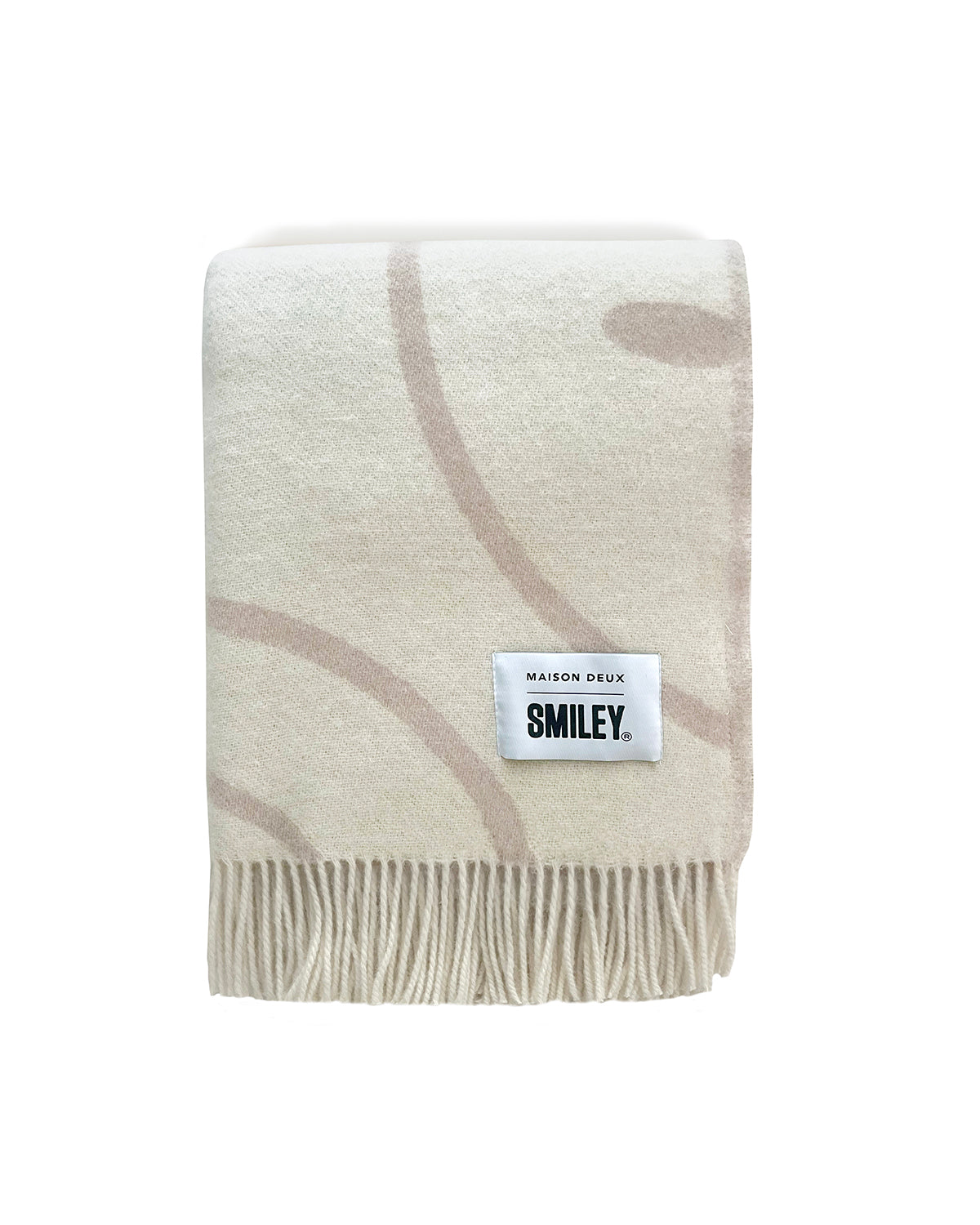 Maison Deux x Smiley Blanket SMILEY White / Grey Print 4.25 x 6.5 ft