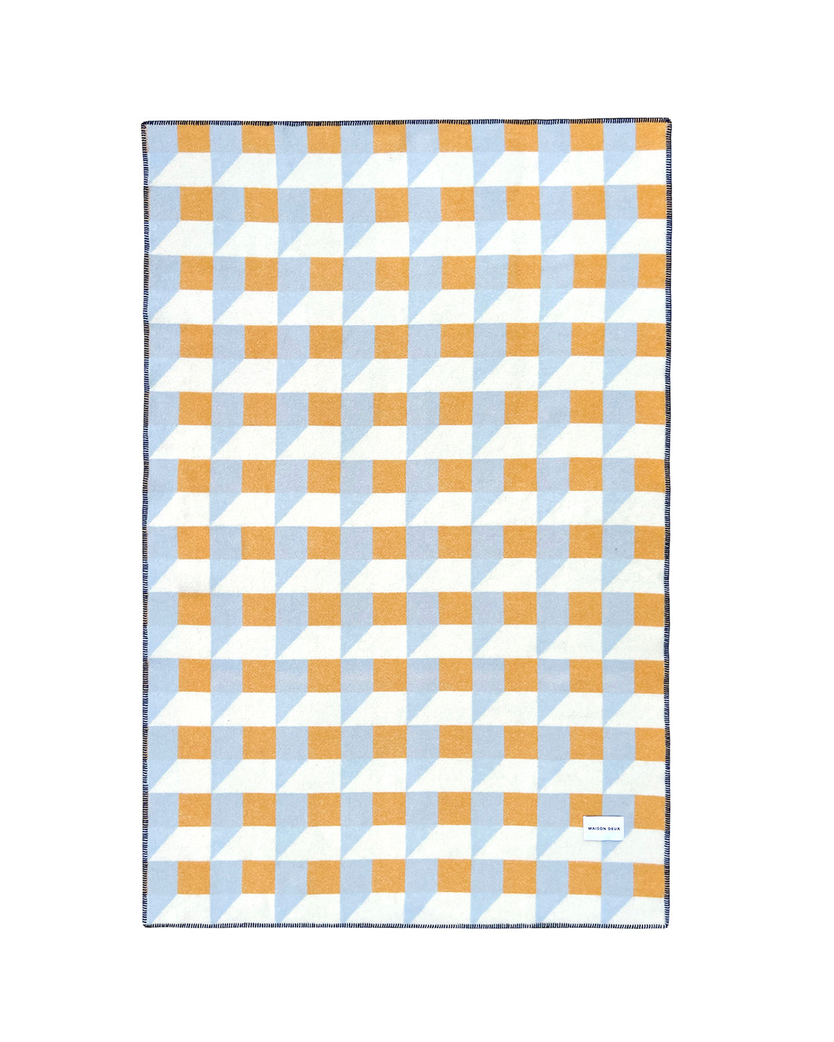 Blanket CUBICS Blue / Honey Print 4.25 x 6.5 ft