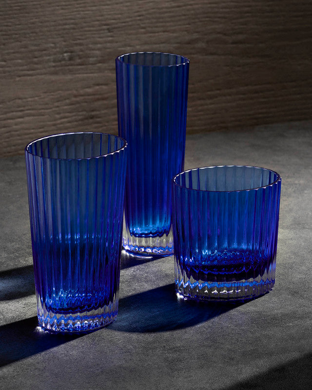 Water Glass NASTRI Set of 6  Blue 9.8 oz, H 4.75"