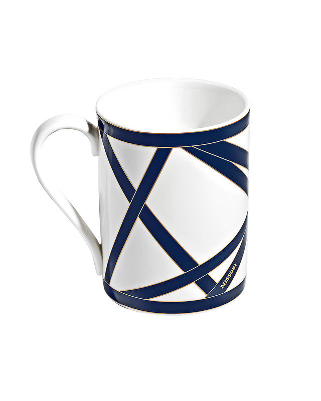 Missoni Home Mug Cup NASTRI in Luxury Box Blue diam. 3", H 3.9", cap. 12.5 oz