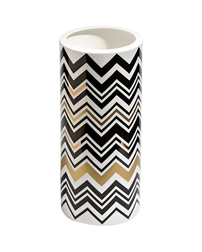 Missoni Home High Vase ZIG ZAG  Gold diam. 6.3", H 14"