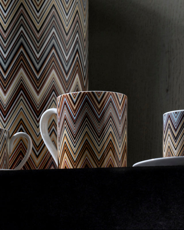 Missoni Home Mug Cup ZIG ZAG in Luxury Box Jarris 148 diam. 3", H 3.9", cap. 12.5 oz