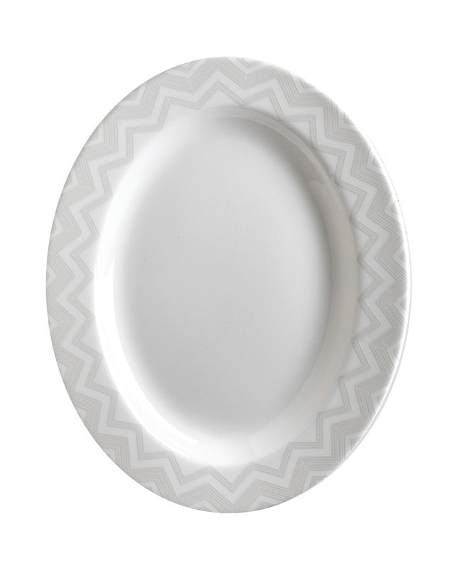 Missoni Home Oval Dish ZIG ZAG  White diam. 14"