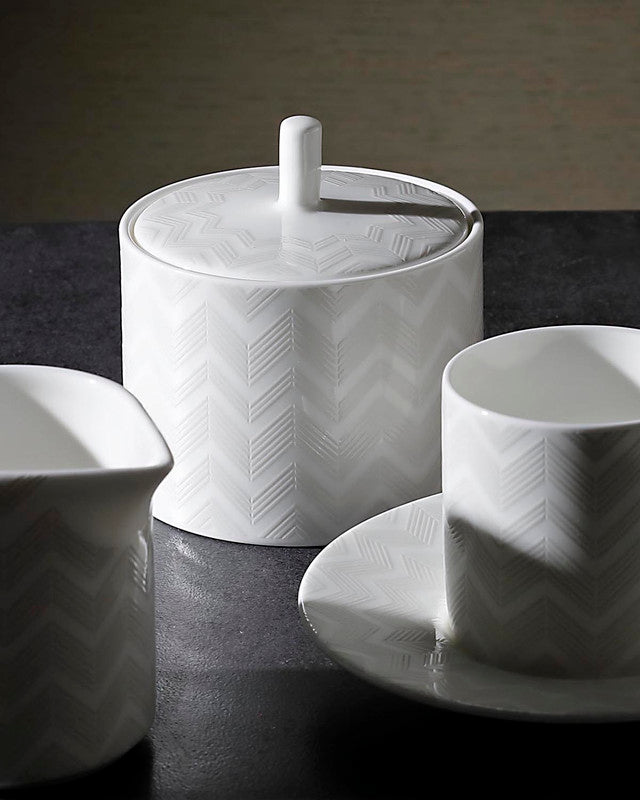 Missoni Home Sugar Pot ZIG ZAG  White diam. 3.3", H 3.5"