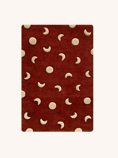 Maison Deux Rug MOONS Brick Red / Gold Print 2.6 x 3.9 ft