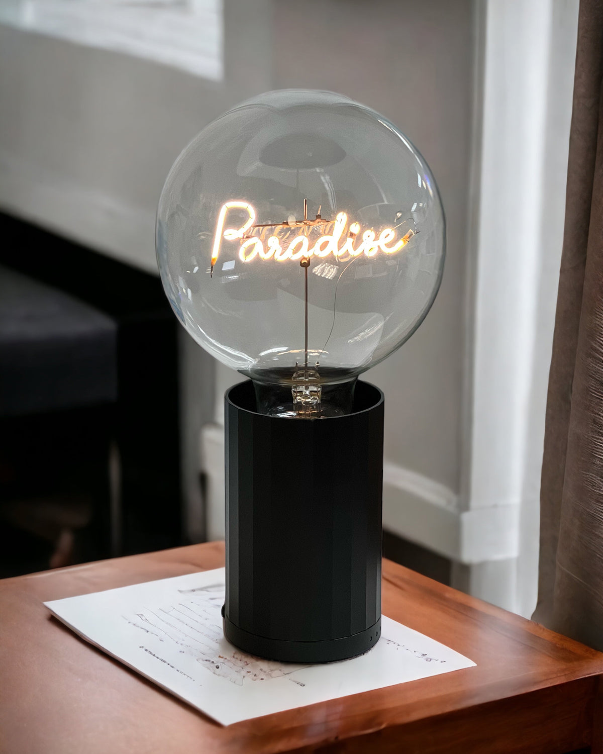 Bulb PARADISE Amber with Base Table Lamp PORTABLE