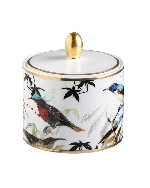 Roberto Cavalli Home Sugar Pot GARDEN'S BIRDS   diam. 3.3", H 3.5"