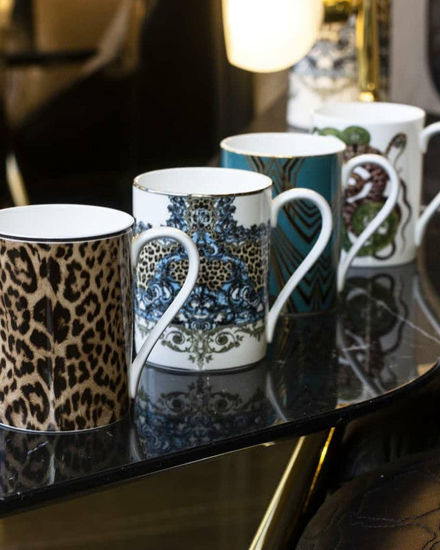 Roberto Cavalli Home Mug Cup PALAZZO PITTI in Luxury Box diam. 2.5", H 3.3", cap. 12.5 oz