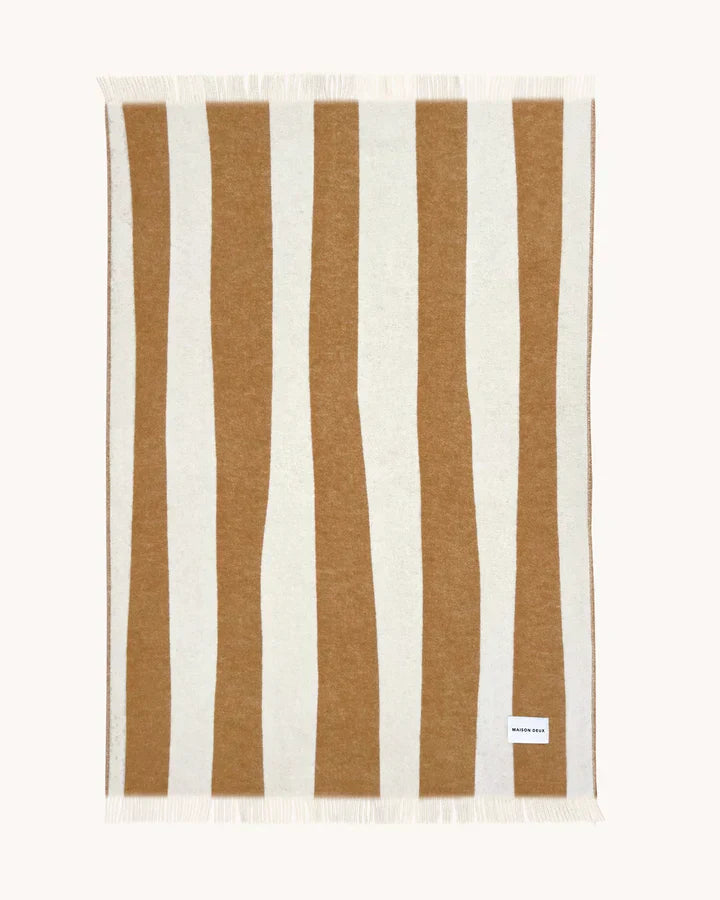 Maison Deux Blanket ROUGH STRIPE Terra Brown 4.25 x 6.5 ft