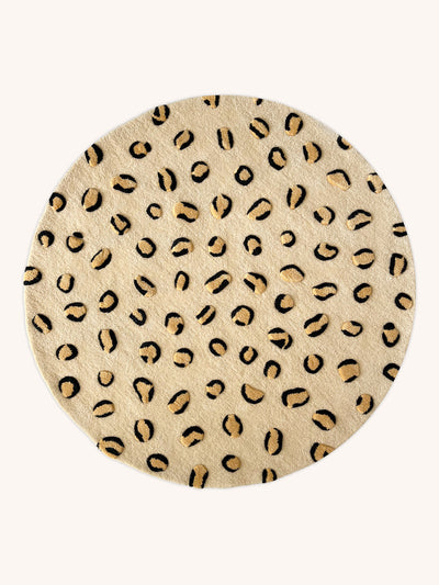 Maison Deux Rug LEOPARD Beige / Brown and Black Print Round Diam. 3.9 ft