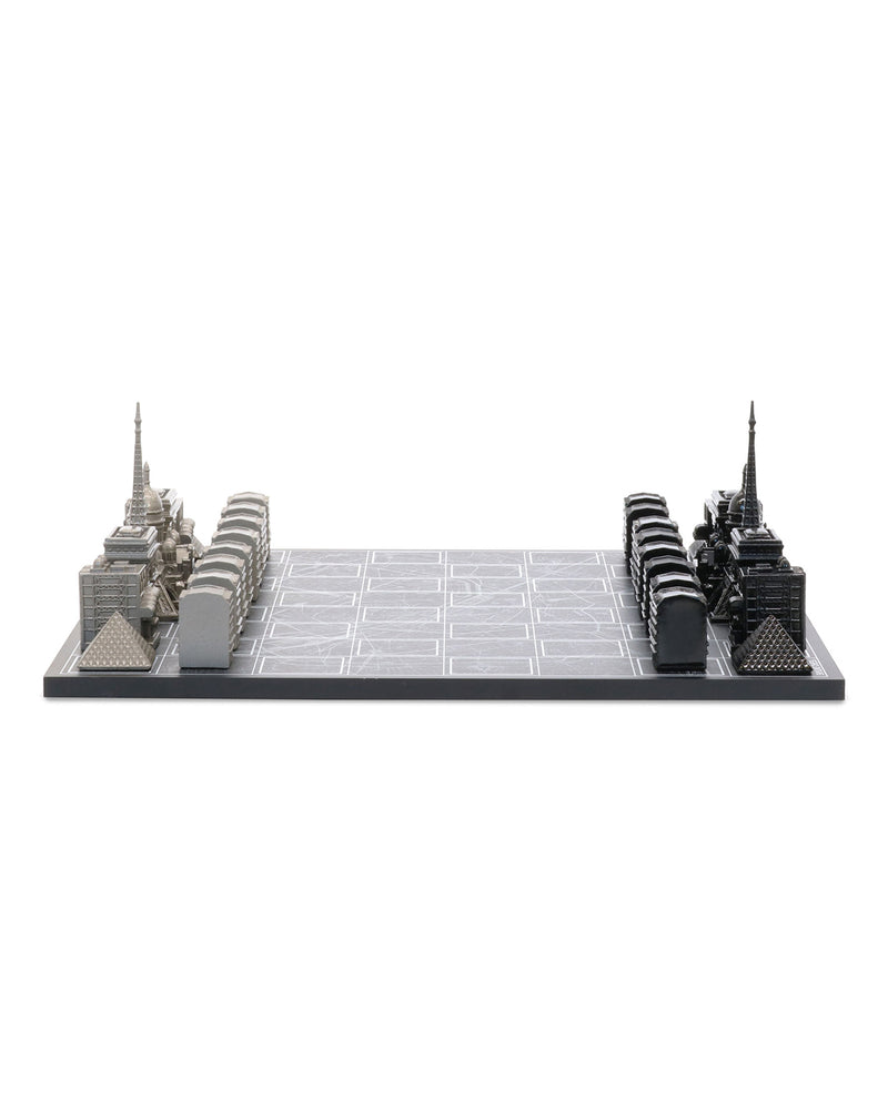 Skyline Chess Chess Set Stainless Steel Paris Edition with Paris Map Board