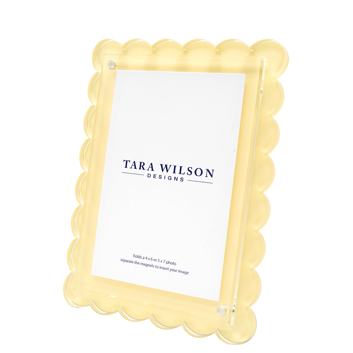 Tara Wilson Designs Frame SCALLOP Pastel Yellow 6" x 8" for photo size 4" x 6" or 5" x 7"