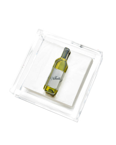 Tara Wilson Designs Cocktail Napkin Holder WHITE WINE BOTTLE  6" x 6"