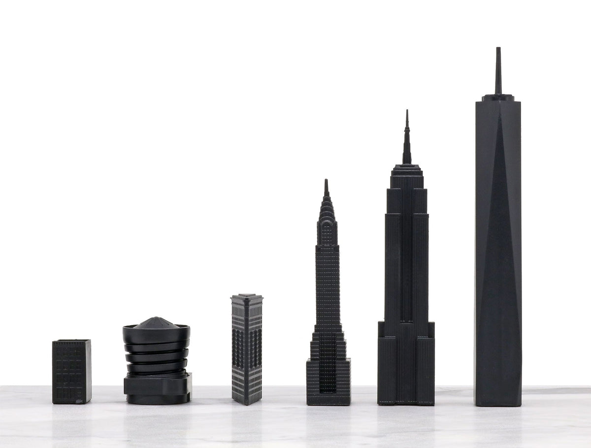 Skyline Chess Chess Set Acrylic NEW YORK Edition with Wood Map Board