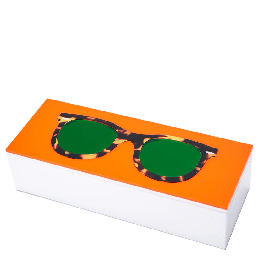 Tara Wilson Designs Box TRINKETS SUNGLASSES Orange 8" x 3" x 2"