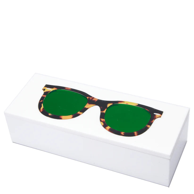 Tara Wilson Designs Box TRINKETS SUNGLASSES White 8" x 3" x 2"